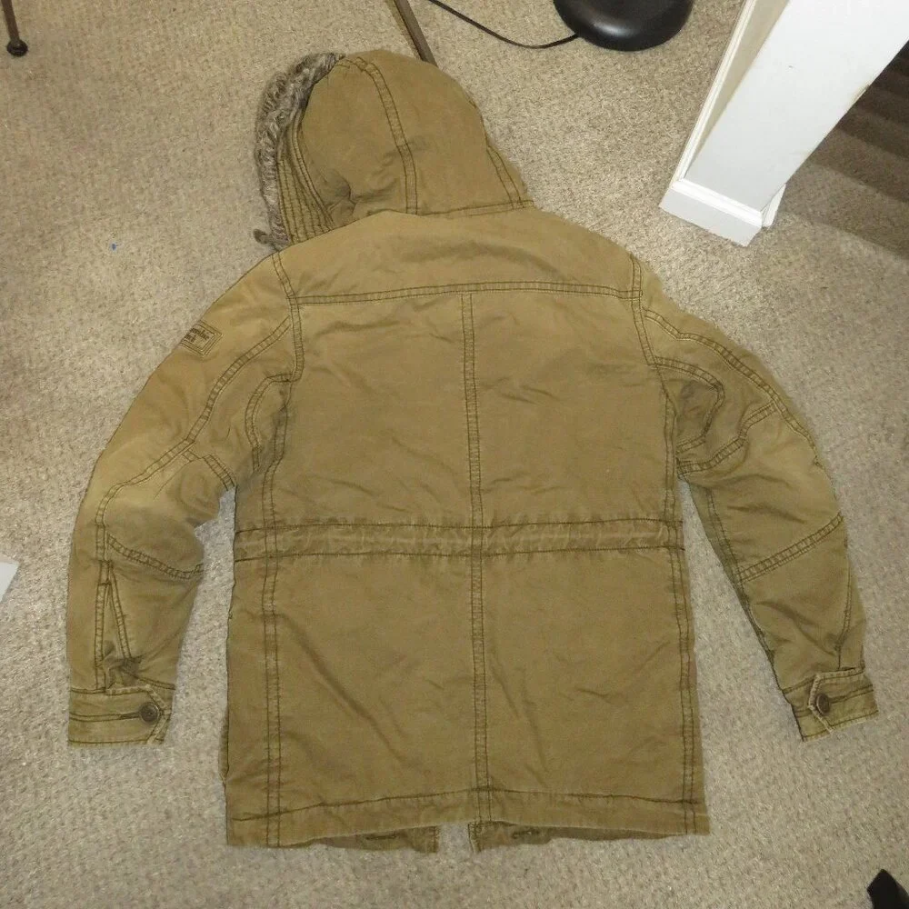 VTG Abercrombie & Fitch Wilcox Jacket Men’s S Olive Green Faux Fur Hooded Parka - Picture 6 of 6